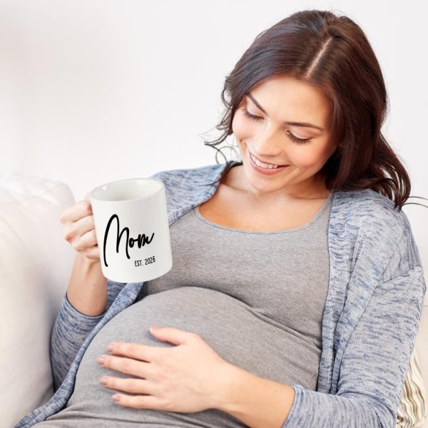 Mom EST 2026 Coffee Mug Pregnancy Announcement Gift for Expecting Mom, First Time Mom Gift