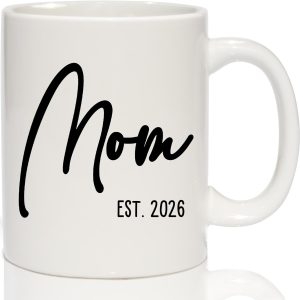 Mom EST 2026 Coffee Mug Pregnancy Announcement Gift for Expecting Mom, First Time Mom Gift