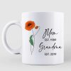 Mom Grandma Est. Watercolor Flower Personalized Mug