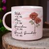 Mom Grandma Great Grandma Birth Flower - Personalized Marble Mug