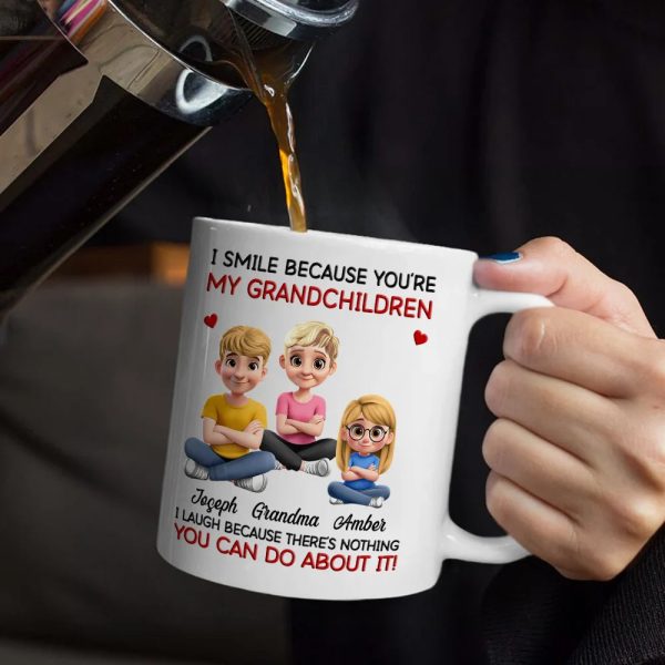 Mom Grandma I Smile Because You Are My Daughters Sons Grandkids - Personalized Mug