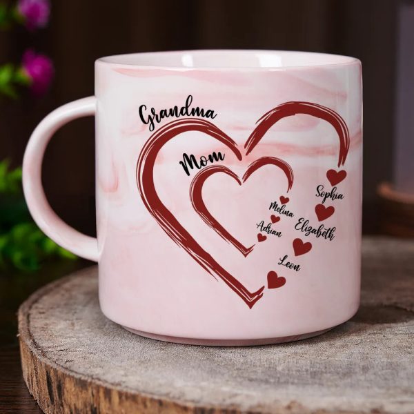 Mom Grandma Sweethearts - Personalized Combo Marble Mug & Serving Board