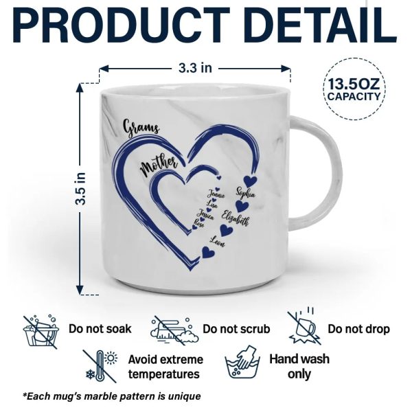 Mom Grandma Sweethearts - Personalized Marble Mug