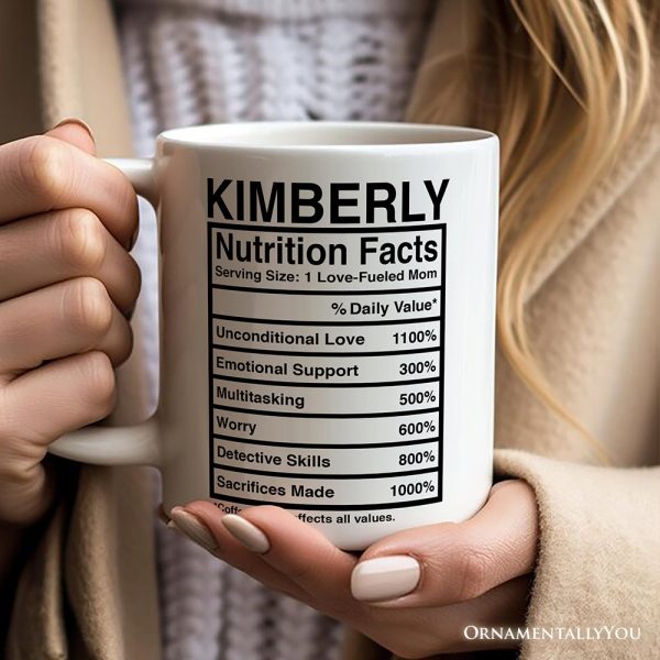 Mom Nutrition Facts Personalized Mug, Birthday Gift with Custom Name