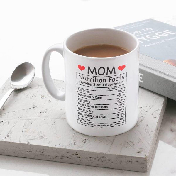 Mom Nutritional Facts Coffee Mug Funny Gift for Mom from Daughter Son Kids Husband, Birthday Mothers Day Gift