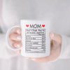 Mom Nutritional Facts Coffee Mug Funny Gift for Mom from Daughter Son Kids Husband, Birthday Mothers Day Gift