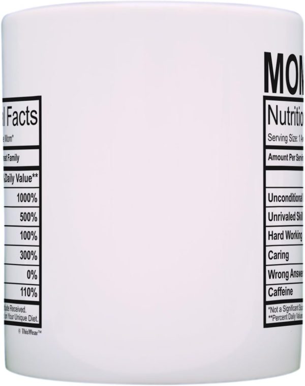 Mom Nutritional Facts Coffee Mug Funny Gift for Mom from Daughter Son Kids Husband, Mothers Day Birthday Gift