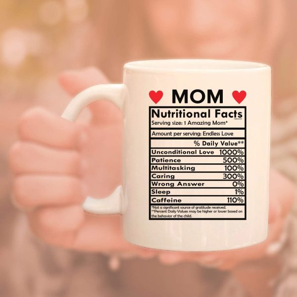 Mom Nutritional Facts Coffee Mug Funny Gift for Mom Grandma Stepmom from Daughter Son Kids Birthday Gift