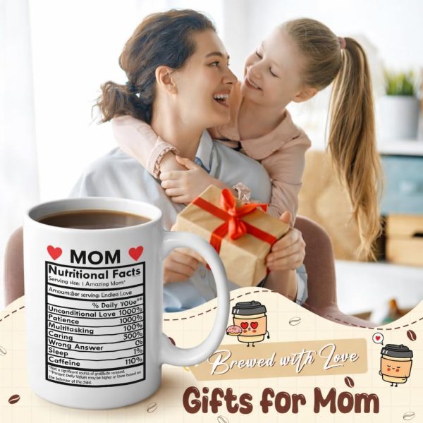 Mom Nutritional Facts Coffee Mug Funny Gift for Mom Grandma Stepmom from Daughter Son Kids Birthday Gift