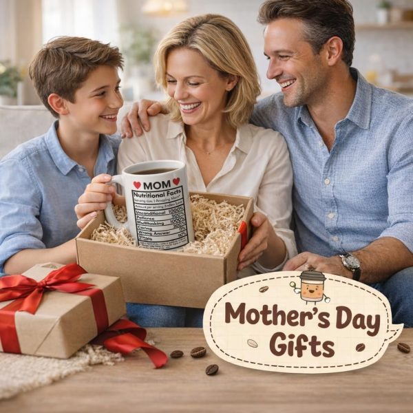 Mom Nutritional Facts Coffee Mug Funny Gift for Mom Grandma Stepmom from Daughter Son Kids Birthday Gift