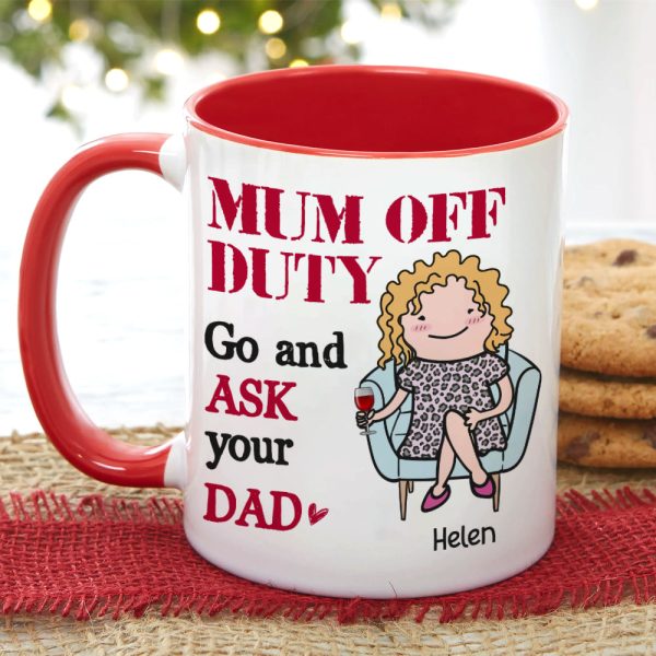 Mom Off Duty, Gift For Mom, Personalized Mug, Mom Sitting Mug, Mother's Day Gift