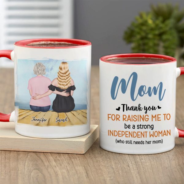 Mom, Thank You For Raising Me, Gift For Mom, Personalized Mug, Mom And Daughter Sitting Mug, Mother's Day Gift