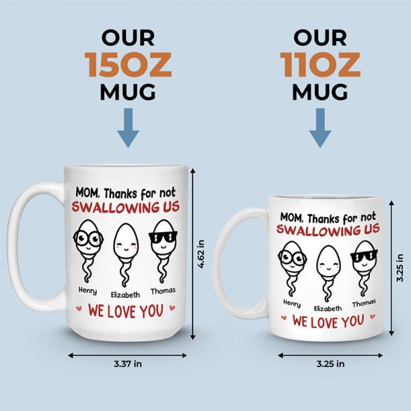 Mom, Thanks For Not Swallowing Us - Family Personalized Custom Mug - Mother's Day, Birthday Gift For Mom