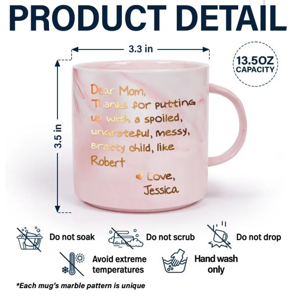 Mom Thanks For Putting Up With My Sibling From Favorite Child - Personalized Marble Mug