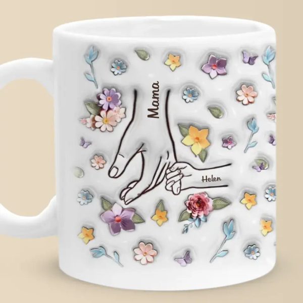 Mom, You Hold My Hand, Also My Heart - Family Personalized Custom 3D Inflated Effect Printed Mug - Mother's Day, Gift For Mom, Grandma