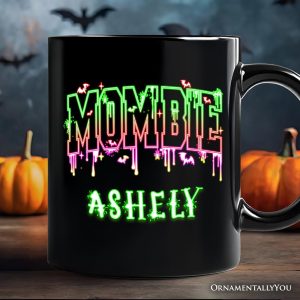 Mombie Halloween Personalized Mug, Funny Gift with Custom Name for Spooky Moms