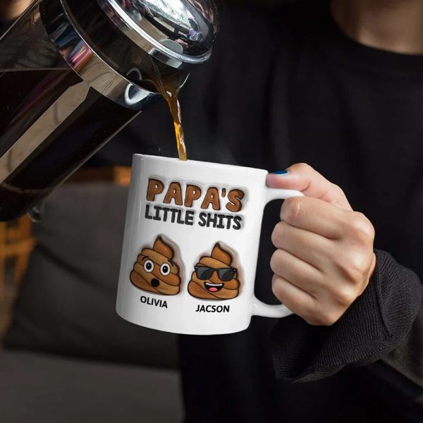 Mommy's Little Shits - 3D Inflated Effect Printed Mug, Personalized White Edge-to-Edge Mug