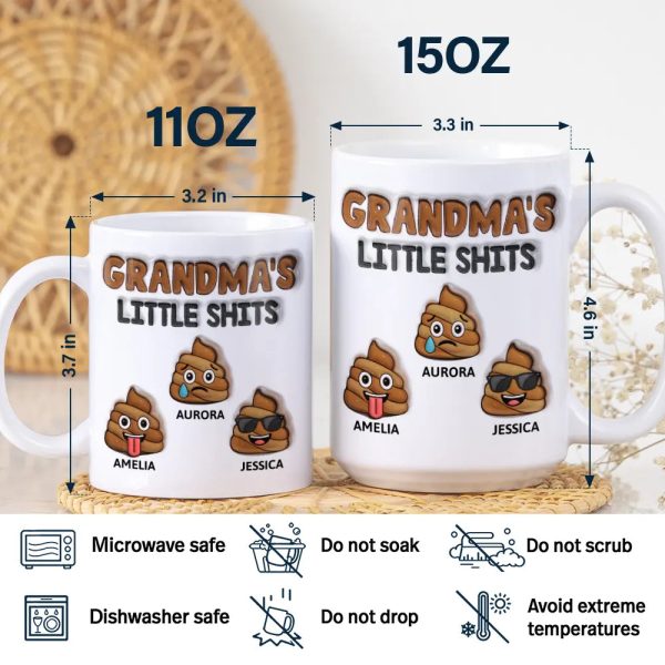 Mommy's Little Shits - 3D Inflated Effect Printed Mug, Personalized White Edge-to-Edge Mug
