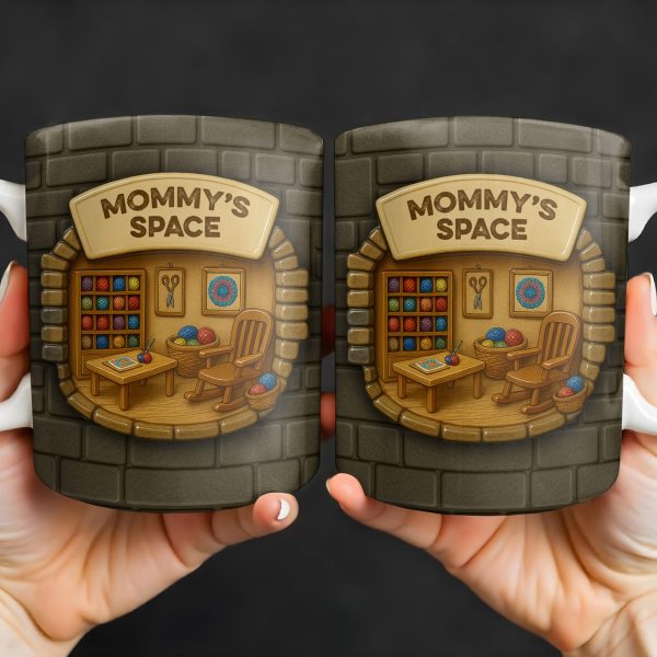 Mommy's Space, Yarn, Chair, Thread Rack, Sewing Table - Personalized Custom Coffee Mug - FAM334_MG