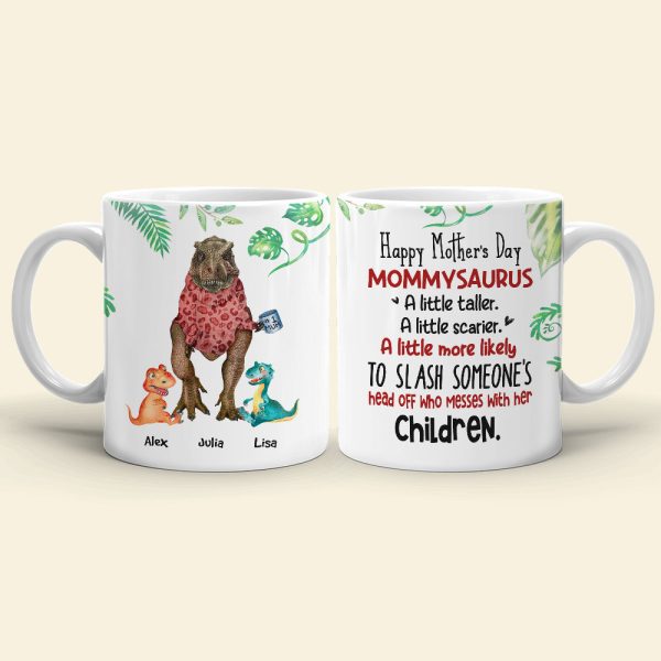 Mommysaurus, Gift For Mom, Personalized Mug, Dinosaur Mom And Kid Mug, Mother's Day Gift