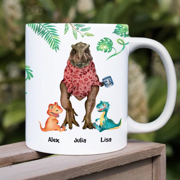 Mommysaurus, Gift For Mom, Personalized Mug, Dinosaur Mom And Kid Mug, Mother's Day Gift