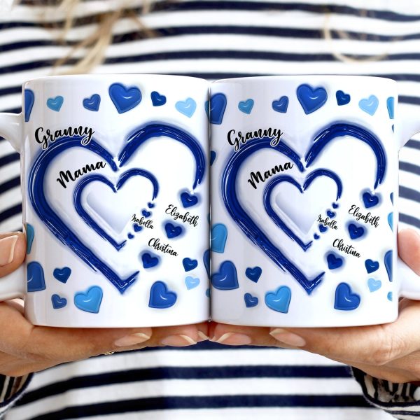 Mom's Grandma's Sweethearts - Gift For Mother, Grandmother - 3D Inflated Effect Printed Mug, Personalized White Edge-to-Edge Mug