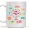 Mom's Self Love Mug With Flowers - Personalized Custom Coffee Mug - MOM056_MG