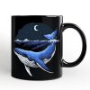 Moonlit Whale Vintage Personalized Mug, Night Ocean Retro Gift with Custom Name