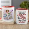 Most Moms Ride On The Crazy Train Personalize Mom White Mug, Accent, Wine Tumbler Gift For Mom