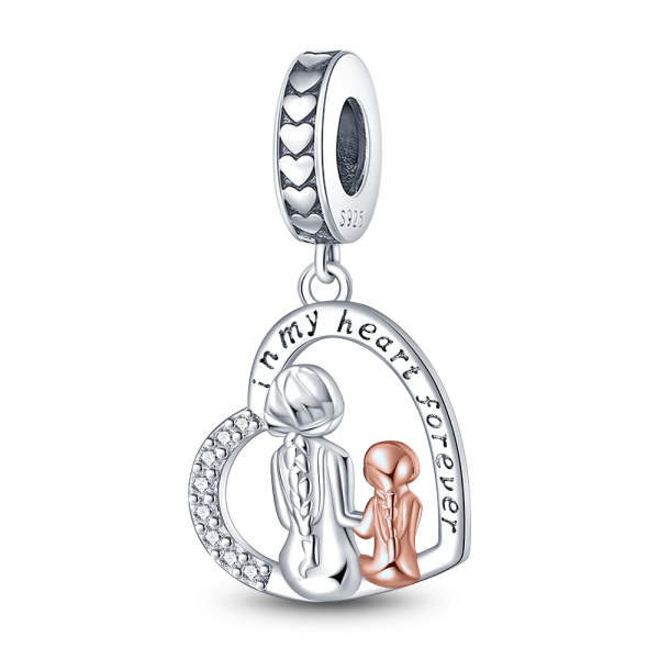 Mother And Daughter Charm Beads Fit Pandach Bracelet