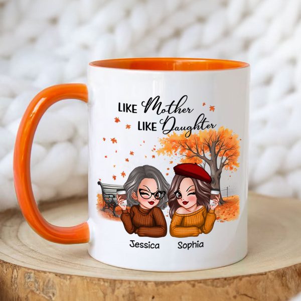 Mother And Daughter Pretty Woman Fall Season Personalized Mug