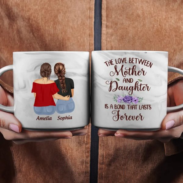 Mother & Daughters Forever Linked Together - Personalized Marble Mug