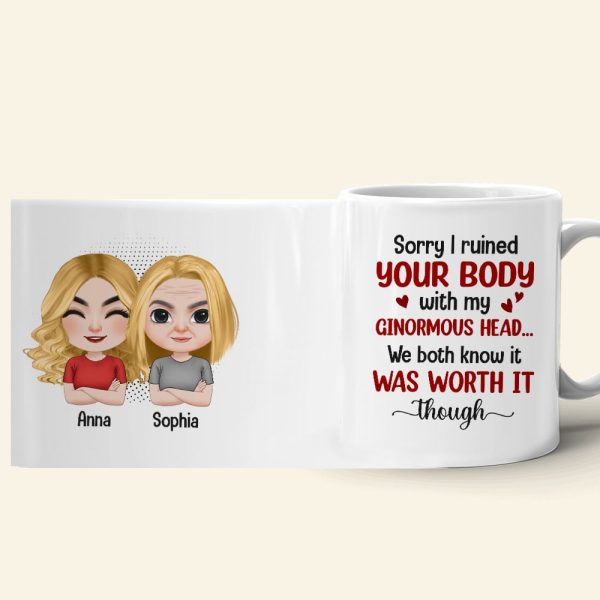 Mother, Mom Sorry I Ruined Your Body With My Ginormous Head, Personalized Mug, Gift For Mother