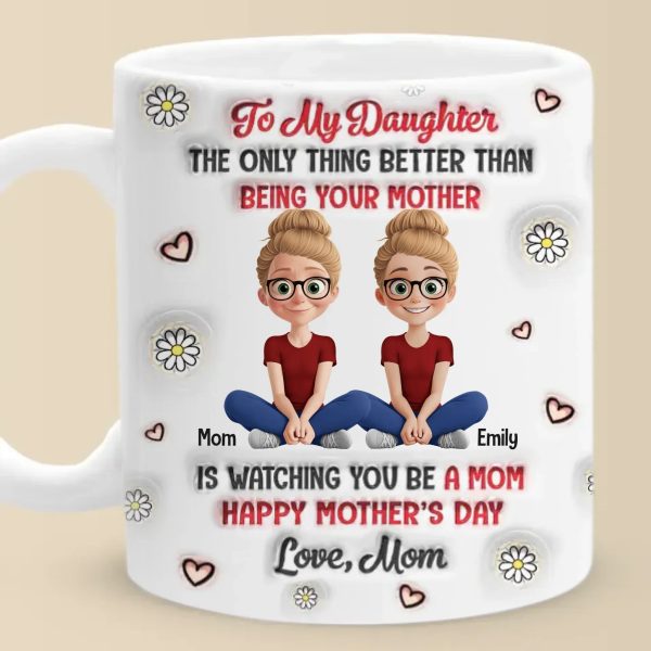 Motherhood, The Most Beautiful Journey - Family Personalized Custom 3D Inflated Effect Printed Mug - Mother's Day, Gift For Mom, Grandma