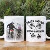 Motocross Father And Son Riding Partners For Life Personalized White Mug, Gift For Dirt Bike Family