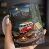 Mountain Camping Adventure Under The Stars With Van And Tent - Personalized Custom Coffee Mug - CAMP013_MG