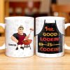 Mr. Good Lookin' Is Cookin' Apron And BBQ Grill Design - Personalized Custom Coffee Mug - GRILL004_MG