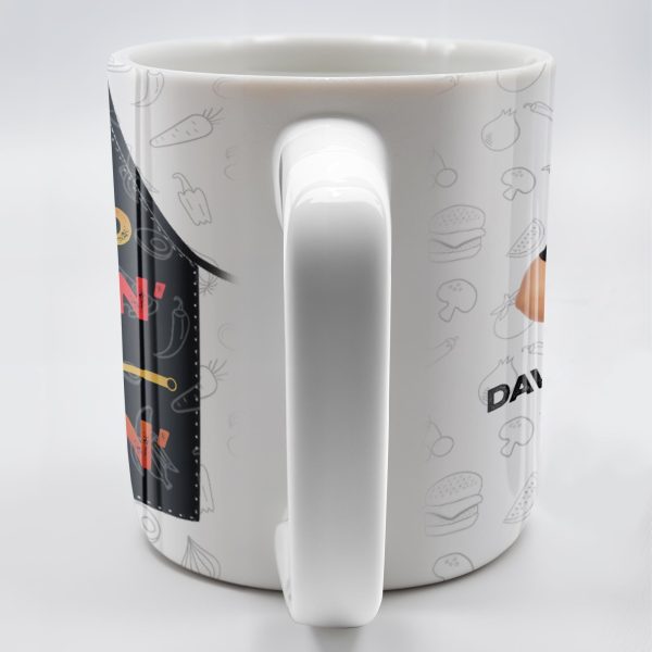Mr. Good Lookin' Is Cookin' Apron And BBQ Grill Design - Personalized Custom Coffee Mug - GRILL004_MG