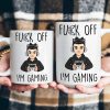 Mug with Custom Gamer Avatar, Do Not Disturb Theme, Fun & Cute Desk Coffee Cup, Unique Gift for Boyfriend or Coworker