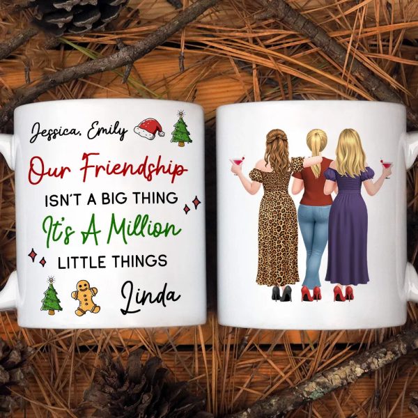 Mug with Friendship Quote & Festive Friends Art, cozy holiday coffee, unique gift for Best Friend
