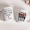 Mug with Hugging Friends Art, Thank You for Being My Unpaid Therapist, Customizable Unique Gift for Coworker or Best Friend