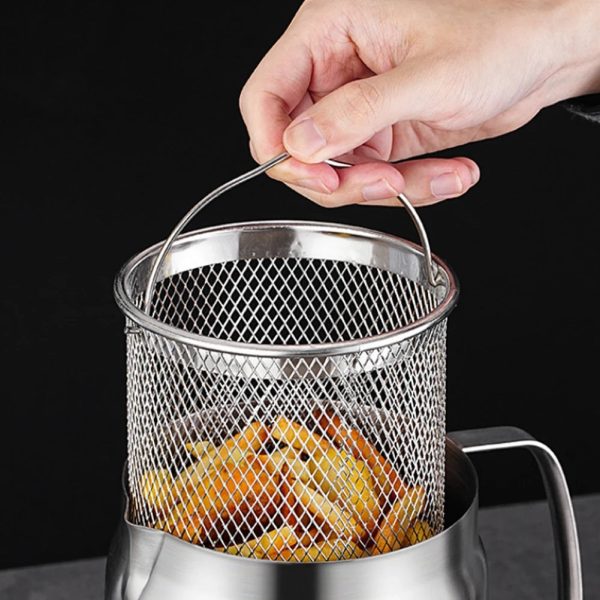 Multi-Functional 1.5/2L Stainless Steel Oil Filter Pot With Frying Basket