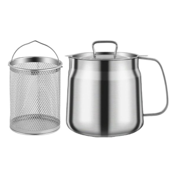 Multi-Functional 1.5/2L Stainless Steel Oil Filter Pot With Frying Basket