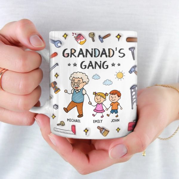 My Favorite Gang Calls Me Grandpa - Family Personalized Custom 3D Inflated Effect Printed Mug - Father's Day, Gift For Dad, Grandpa
