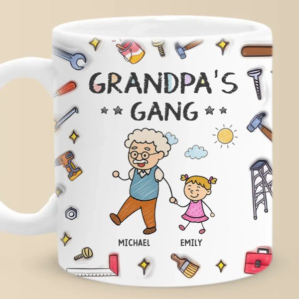 My Favorite Gang Calls Me Grandpa - Family Personalized Custom 3D Inflated Effect Printed Mug - Father's Day, Gift For Dad, Grandpa