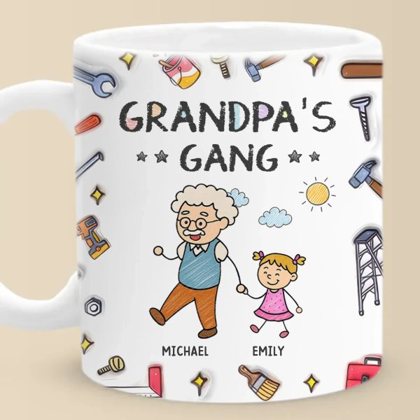 My Favorite Gang Calls Me Grandpa - Family Personalized Custom 3D Inflated Effect Printed Mug - Father's Day, Gift For Dad, Grandpa