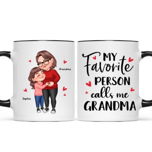 My Favorite People Call Me Grandma Cartoon Grandma Grandkids Hugging Personalized Mug
