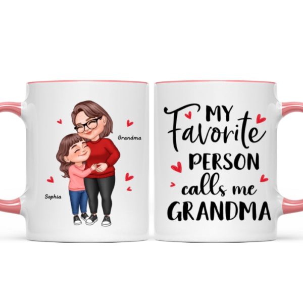 My Favorite People Call Me Grandma Cartoon Grandma Grandkids Hugging Personalized Mug