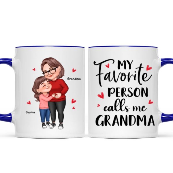My Favorite People Call Me Grandma Cartoon Grandma Grandkids Hugging Personalized Mug
