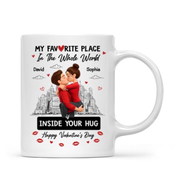 My Favorite Place in the Whole World is Inside Your Hug - Personalized Mug - Sentimental Couple Gift for Him